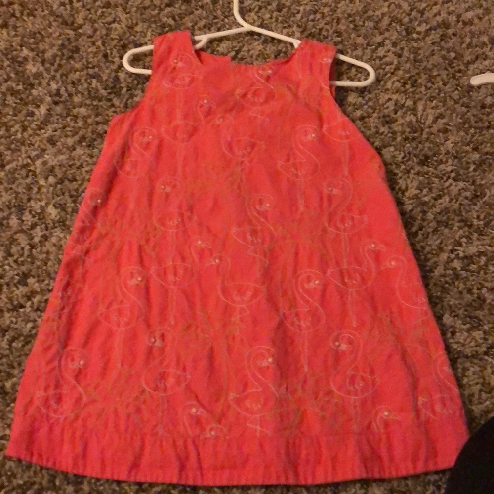 Flamingo embroidery style sleeveless coral dress